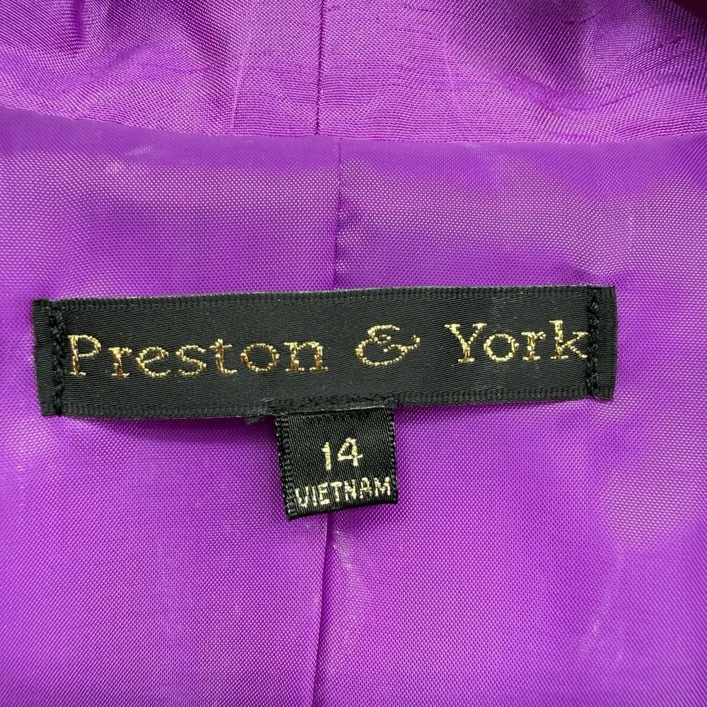 Preston & York 2 Pc Skirt Suit Set Women 14 Purple Passionfruit NWT Shawl Collar